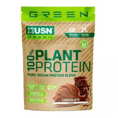 USN 100% Plant Protein Chocolate 900g - - białko wegańskie bez soi