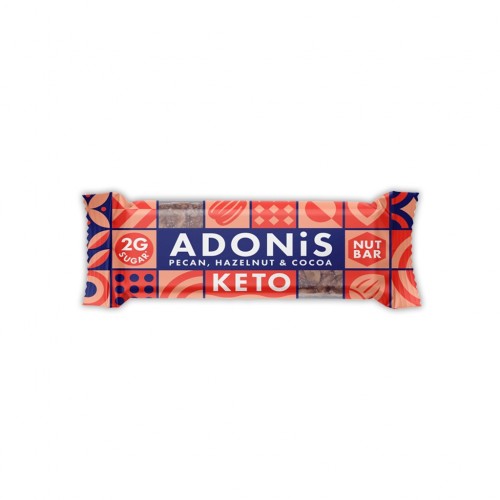 Baton z orzechami pekan, laskowymi i kakao - keto - 35g - Adonis