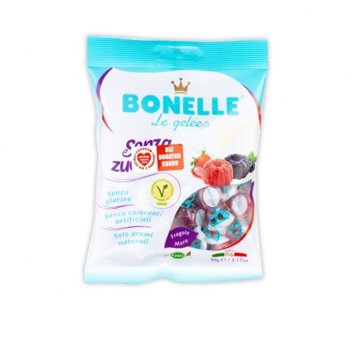 Jeżyna i truskawka żelki bez cukru - 90g - Bonelle
