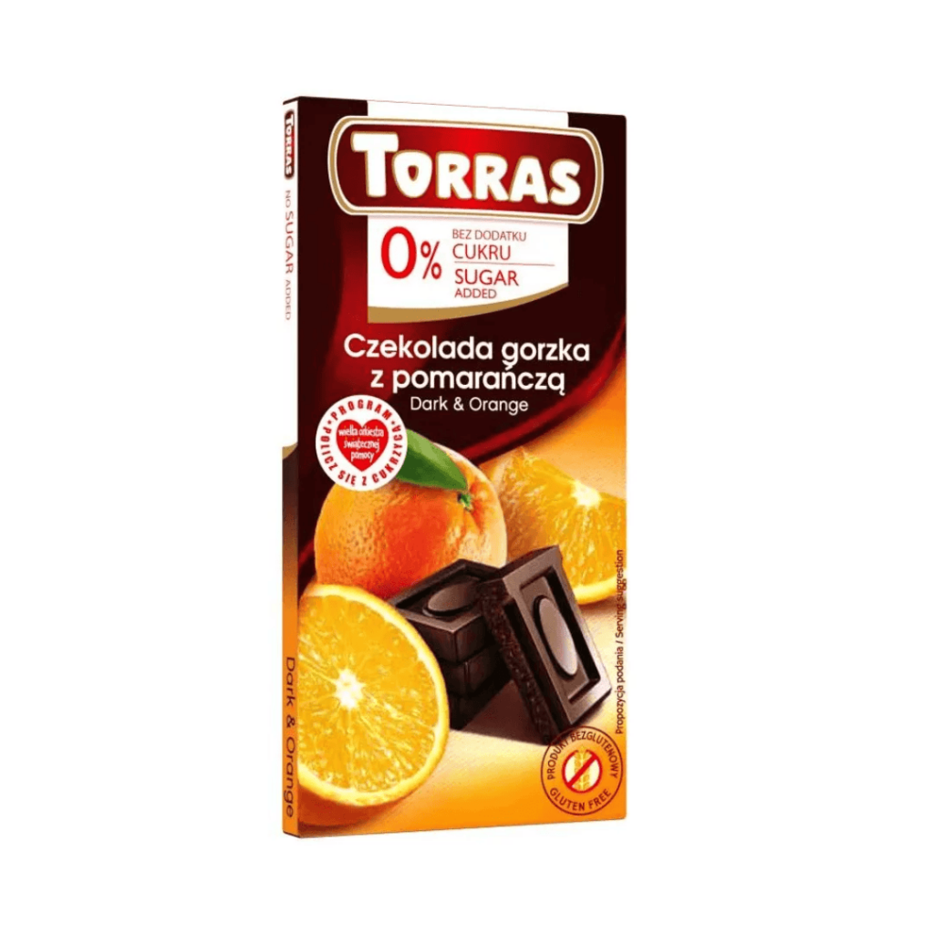 3250.png Torras Czekolada gorzka z pomarańczą bez dodatku cukru 75g