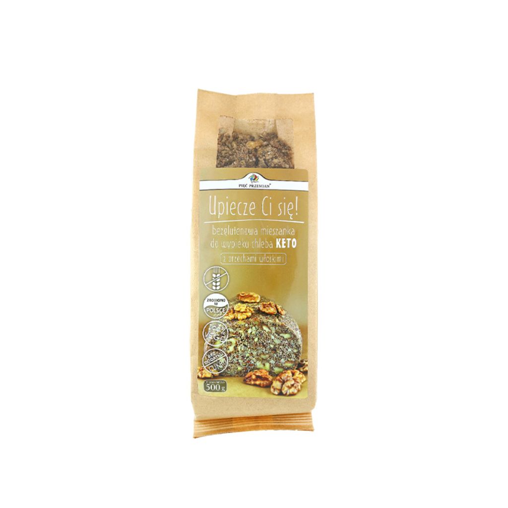 mieszankaketochleborzechy Mieszanka Keto Chleb z Orzechami Włoskimi - 500g - Pięć Przemian