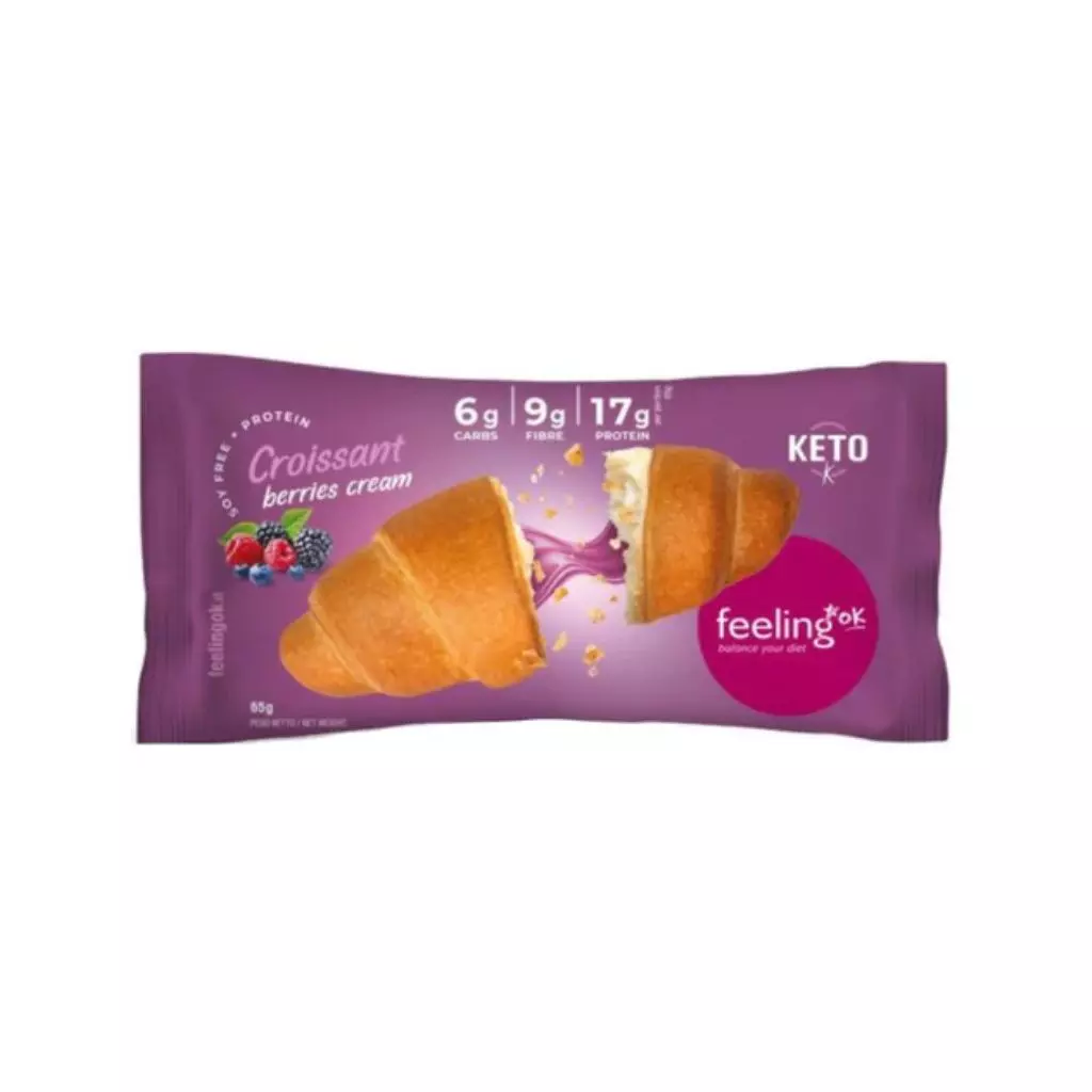 croissantforestfruits.jpg Croissant Keto z Nadzieniem Owoce Leśne - 65g - Feeling Ok