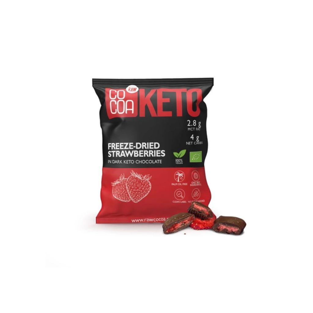 truskawki w czekoladzie Keto Truskawki w Ciemnej Czekoladzie - 70g - Cocoa